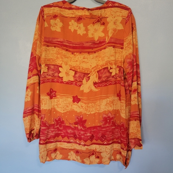 Vntg Deadstock Sue Brett Hawaiian Tunic Top Size 14 Orange Nwt - Picture 2 of 7